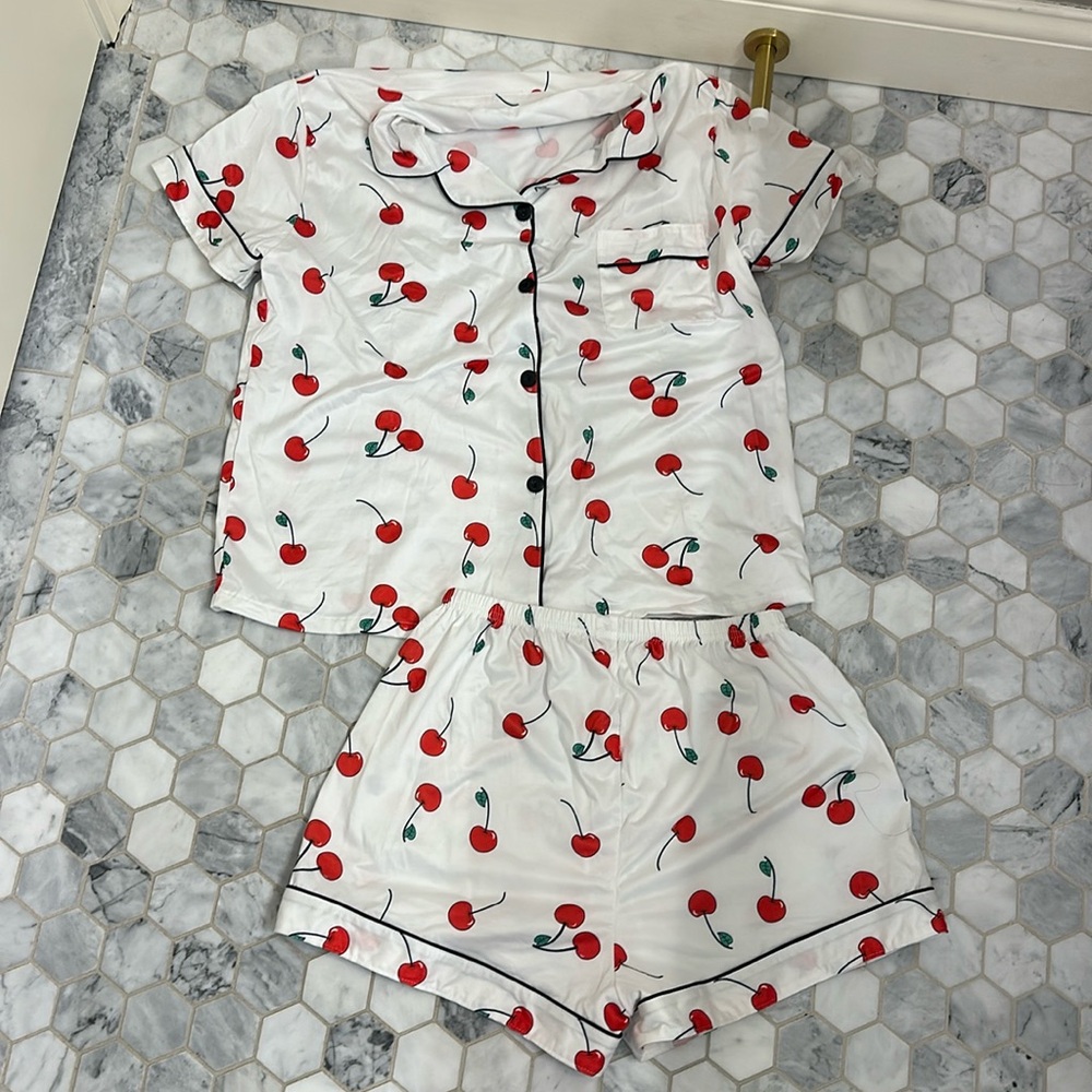 Cherry pajamas bought at small boutique in Michigan.